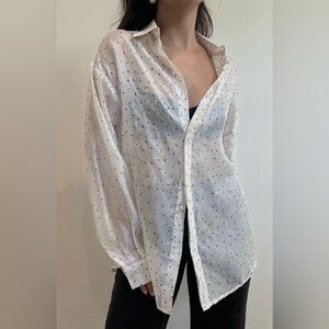 Et Clet Polka Dot Sheer Button Down Shirt